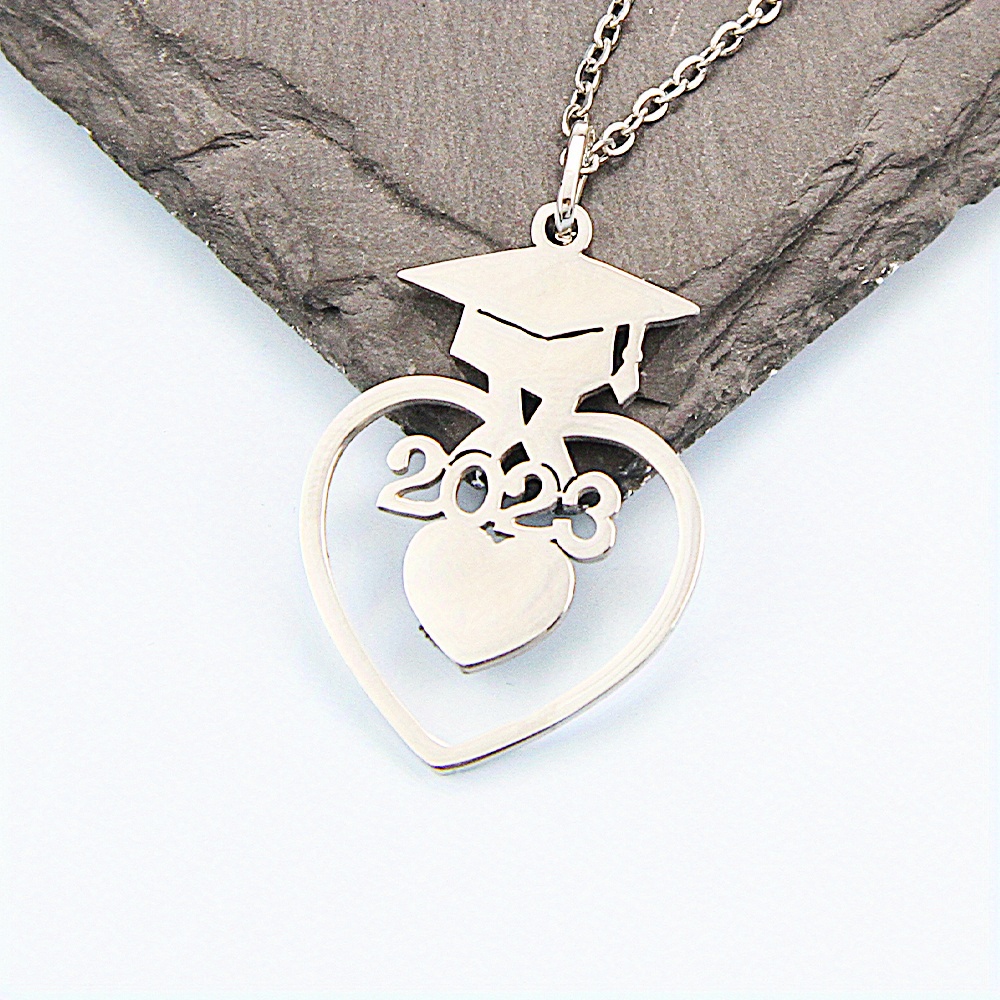 Bachelors Cap Pendant Necklace Stainless Steel Graduation Gift